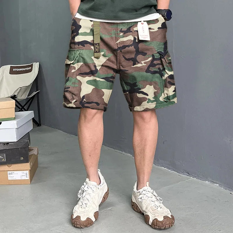 Summer Harajuku Multi-Pocket Camouflage Cargo Shorts Men Clothing Japanese Streetwear High Quality Tactical Casual Pants Male