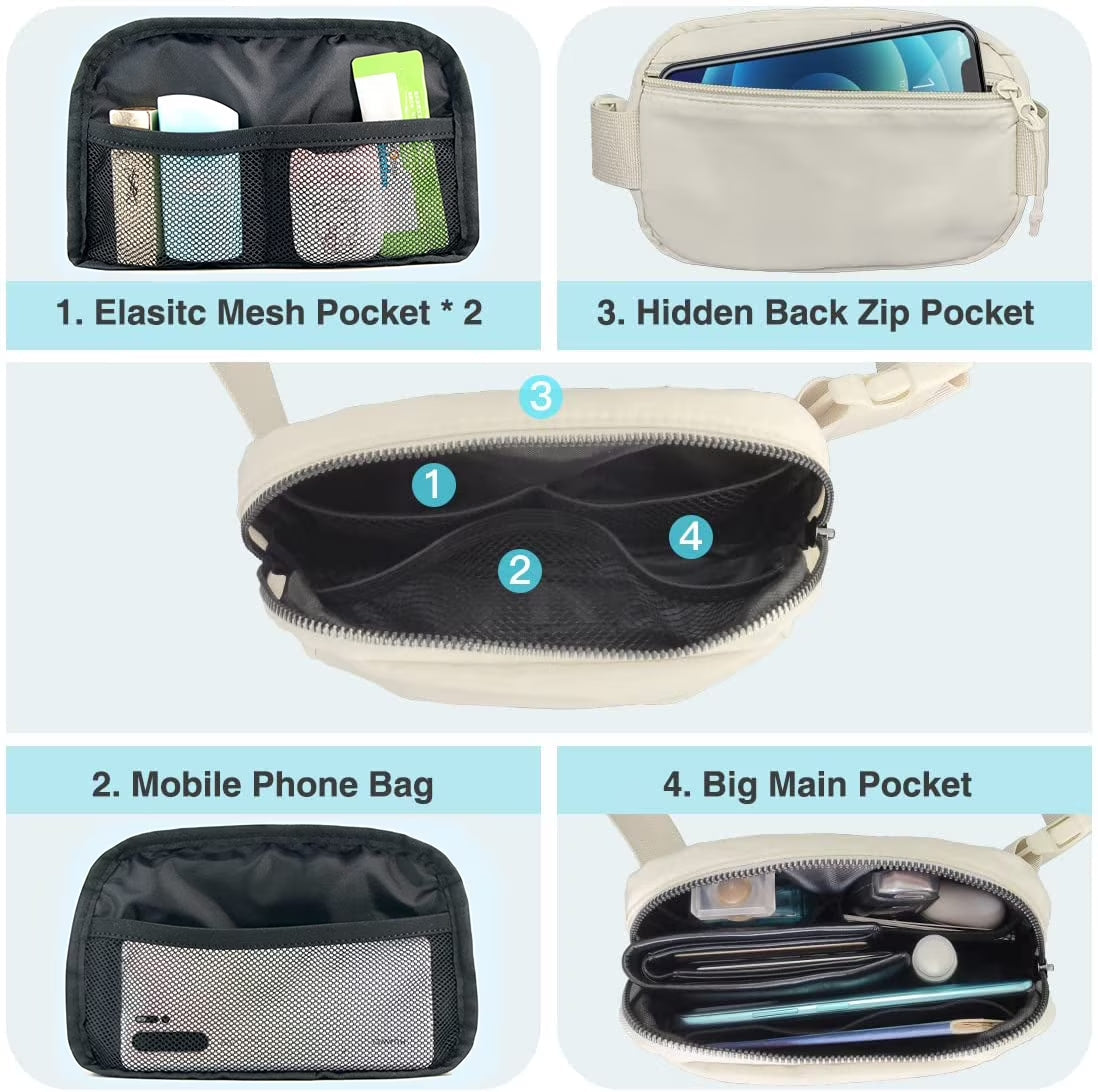 Fanny Packs for Women Men, Black Crossbody Fanny Pack, Unisex Mini Belt Bag with Adjustable Strap, Fashion Cross Body Waist Pack for Traveling Casual Running Hiking