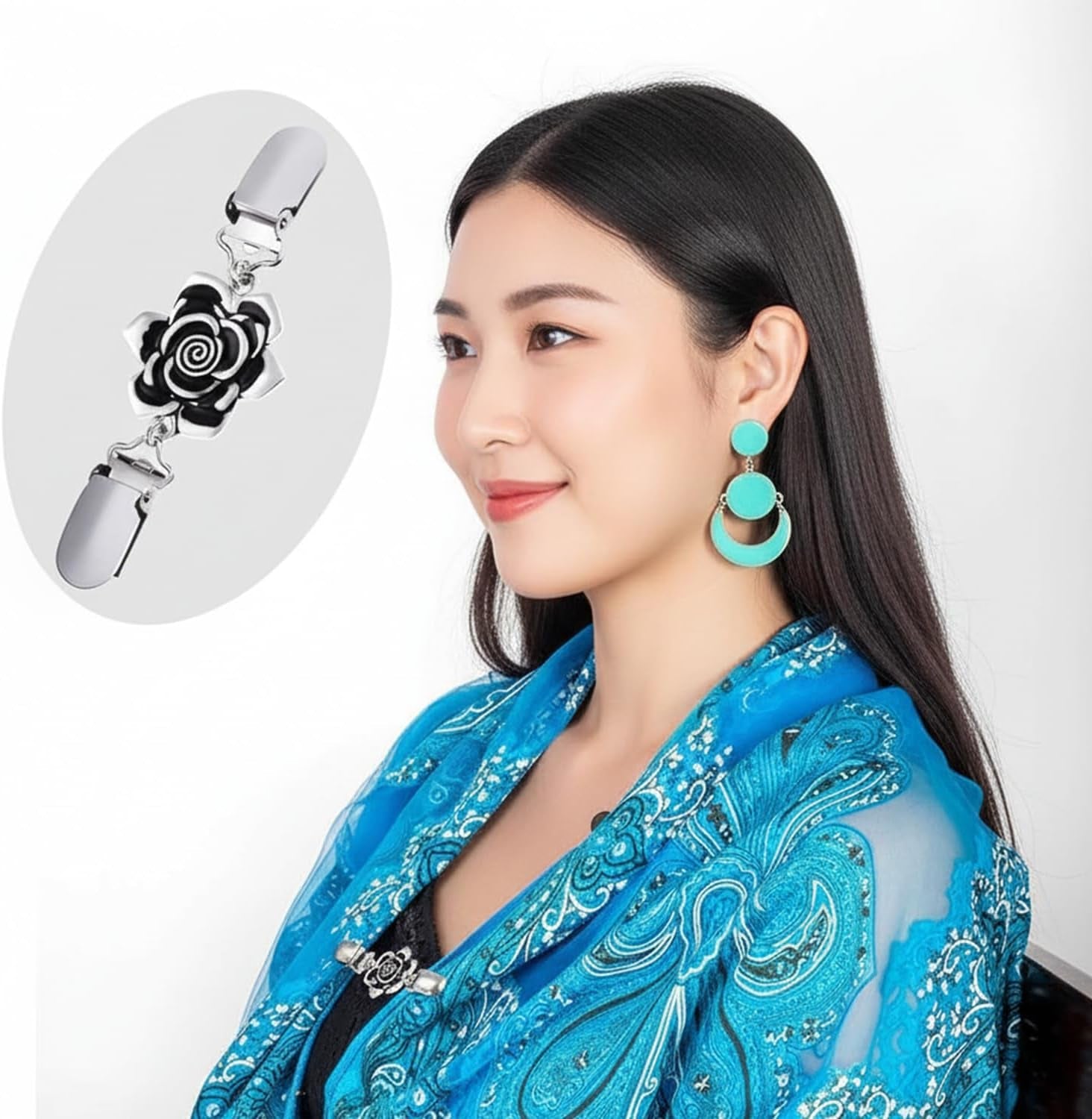 6Pcs Silver Vintage Dress Cinch Clip for Women Clothing Waist Cincher Clip | Metal Waist Cincher Clip Retro Sweater Clips for Cardigans Retro Styles Shirt Brooch Clips Durable Shawl Clip Easy-To-Use