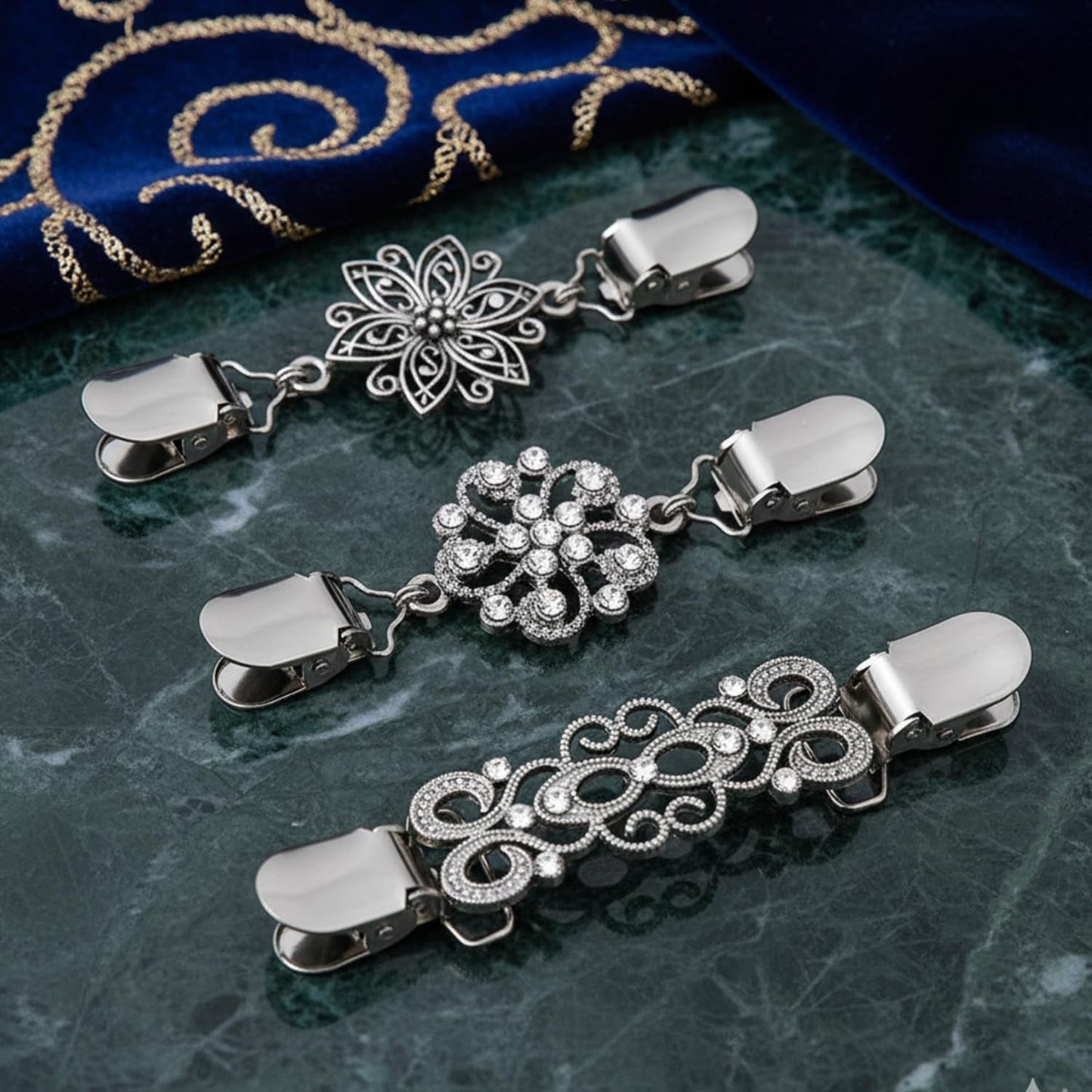 6Pcs Silver Vintage Dress Cinch Clip for Women Clothing Waist Cincher Clip | Metal Waist Cincher Clip Retro Sweater Clips for Cardigans Retro Styles Shirt Brooch Clips Durable Shawl Clip Easy-To-Use