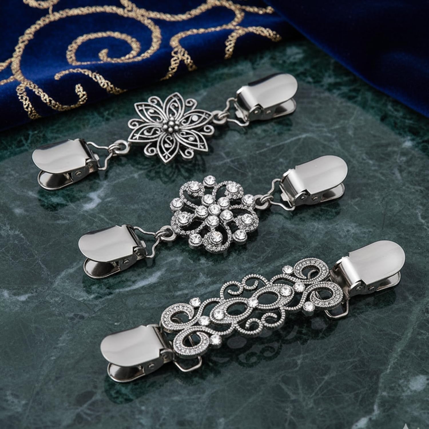 6Pcs Silver Vintage Dress Cinch Clip for Women Clothing Waist Cincher Clip | Metal Waist Cincher Clip Retro Sweater Clips for Cardigans Retro Styles Shirt Brooch Clips Durable Shawl Clip Easy-To-Use