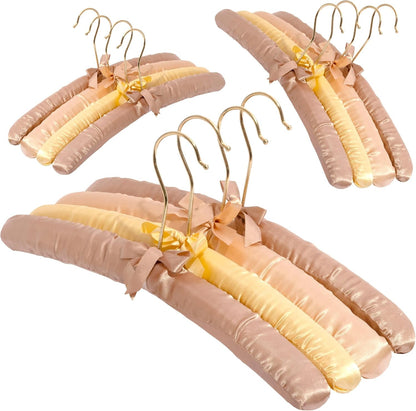 Premium Padded Hangers for Women’S Clothing, Set of 12, Earth Tone | Non-Slip Fabric Hangers for Sweaters, Dresses, Coats, Wedding & Bride Hanger