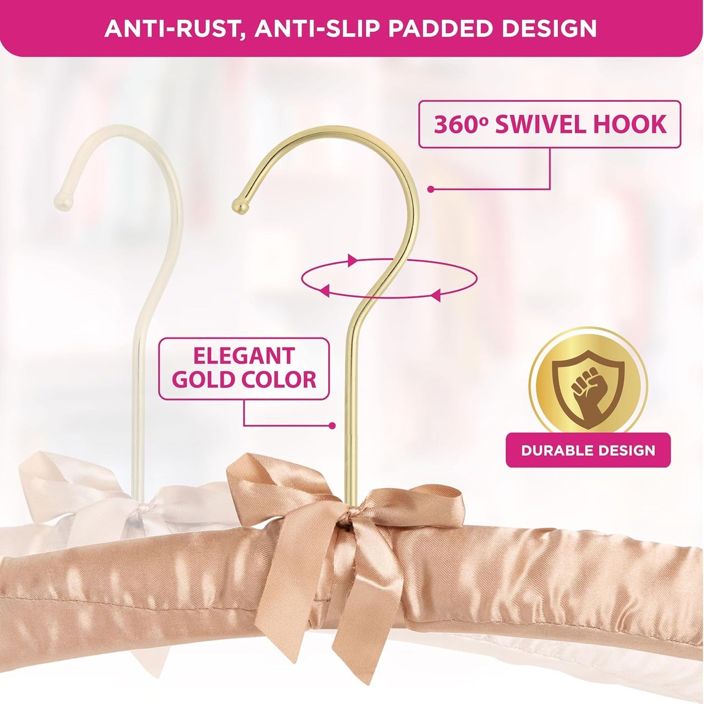 Premium Padded Hangers for Women’S Clothing, Set of 12, Earth Tone | Non-Slip Fabric Hangers for Sweaters, Dresses, Coats, Wedding & Bride Hanger