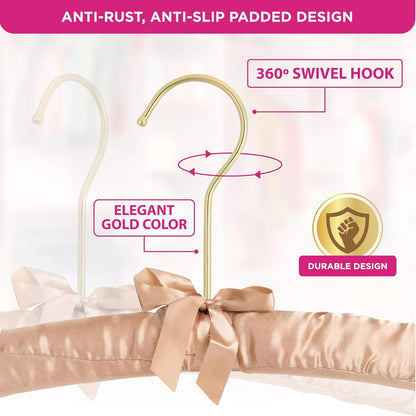 Premium Padded Hangers for Women’S Clothing, Set of 12, Earth Tone | Non-Slip Fabric Hangers for Sweaters, Dresses, Coats, Wedding & Bride Hanger