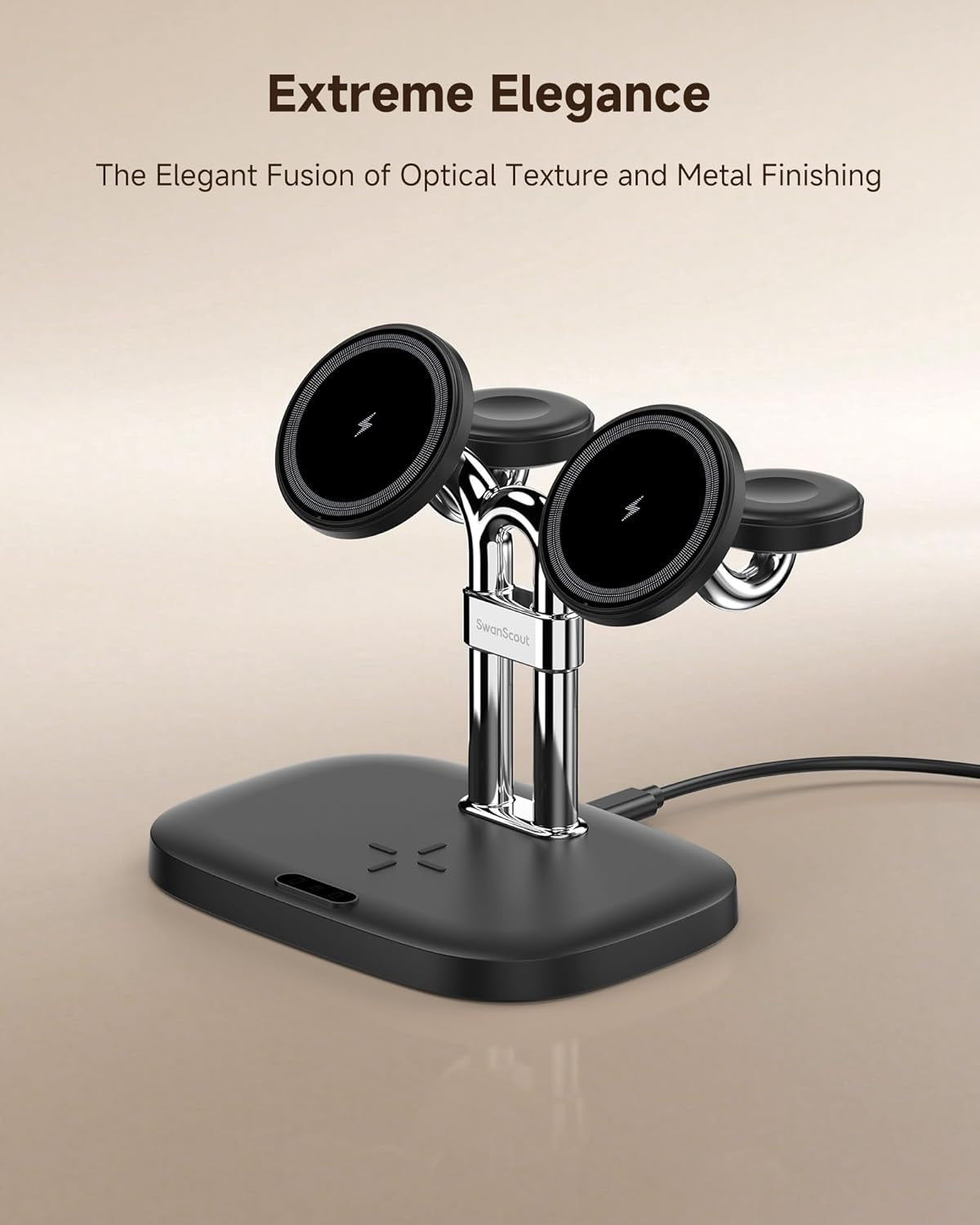 5-In-1 Magnetic Wireless Charger Dual Phone & Dual 5W Fast for Apple Watch |  902M Charging Stand, Fast Charging Station, Compatible with Iphone 17-12, for Apple Watch Ultra/11-7