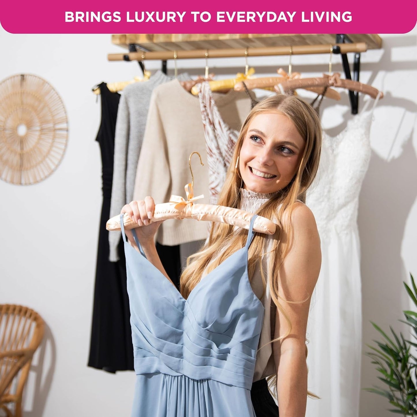 Premium Padded Hangers for Women’S Clothing, Set of 12, Earth Tone | Non-Slip Fabric Hangers for Sweaters, Dresses, Coats, Wedding & Bride Hanger