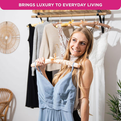 Premium Padded Hangers for Women’S Clothing, Set of 12, Earth Tone | Non-Slip Fabric Hangers for Sweaters, Dresses, Coats, Wedding & Bride Hanger
