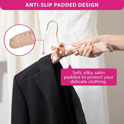 Premium Padded Hangers for Women’S Clothing, Set of 12, Earth Tone | Non-Slip Fabric Hangers for Sweaters, Dresses, Coats, Wedding & Bride Hanger