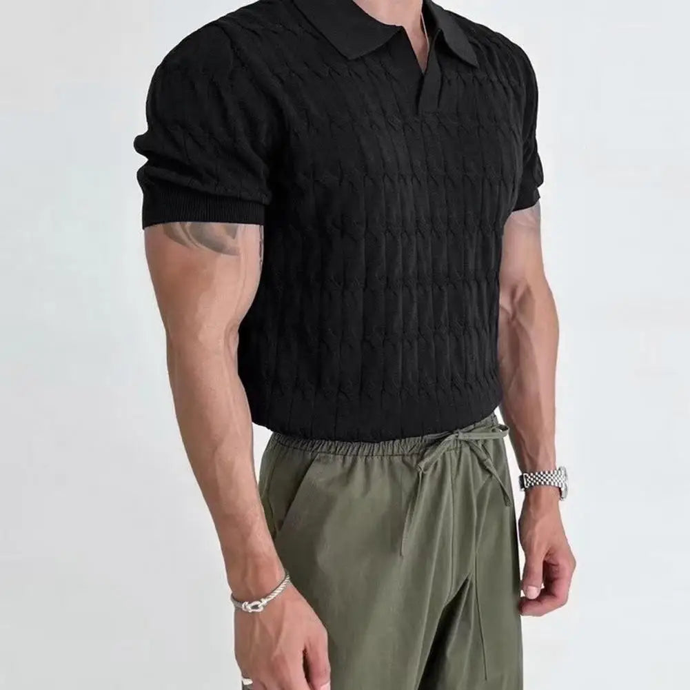 Men T Shirt Solid Color Striped O-Neck Short Sleeve Streetwear Casual Men Clothing Summer 2023 Fitness Fashion Tee Tops