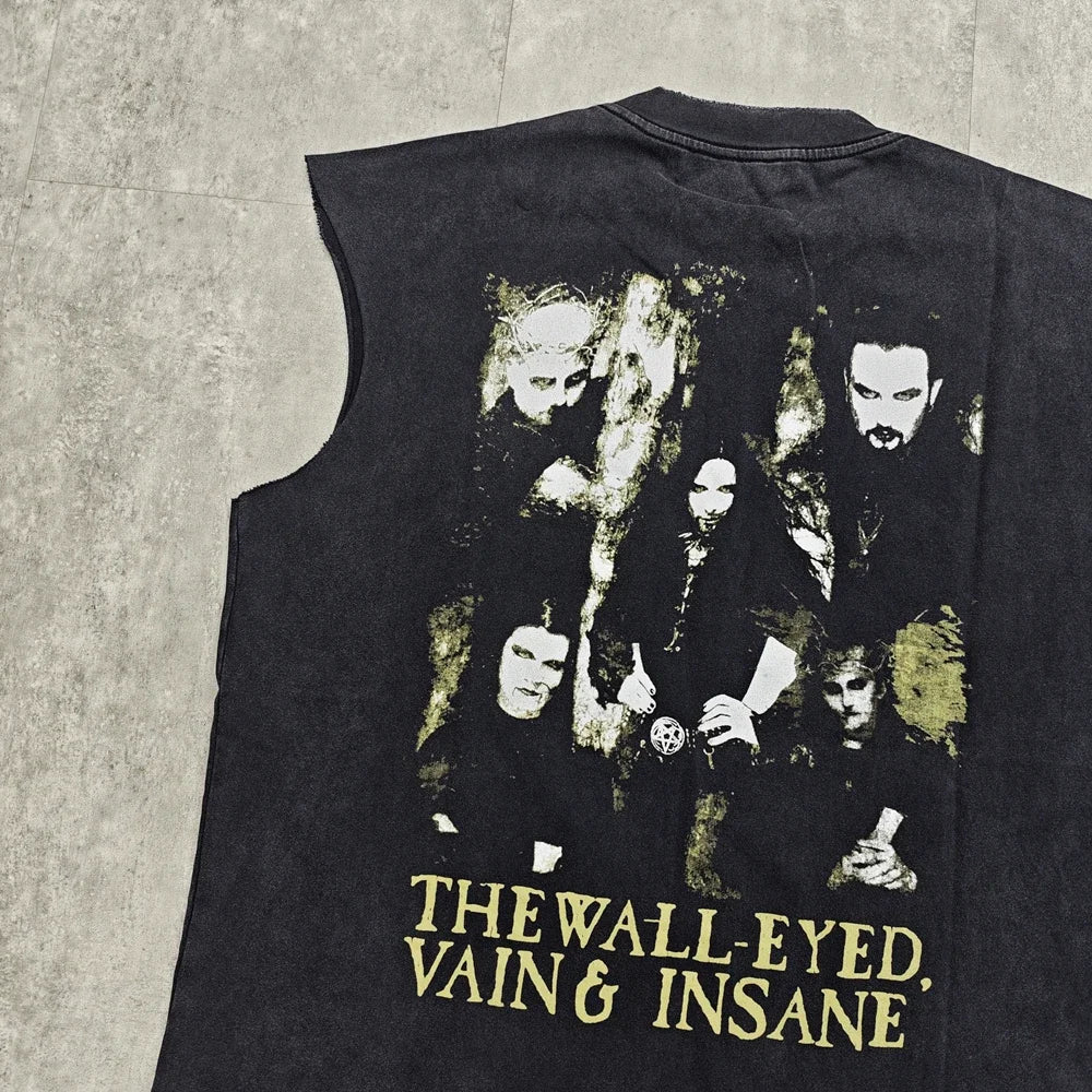 Yao Fashion Casual Oversize Streetwear Sleeveless Baggy Print Tops Men Clothing Band Punk Rock Retro Cotton Tank Vest for Men